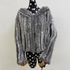 Real Rabbit Fur Hooded Coat Long Sleeve Women Casual Loose Knitted Genuine Fur Jacket With Hood Female Natural Fur Outwear