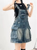 American Vintage Denim Overalls Women Wide Leg Jumpsuit Slim Fit Loose Design Youthful Style Short Romper