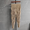 Versatile Slim Pleated Pencil Pants Women Elastic High Waist Solid Color Trousers Casual Autumn 2AA3771