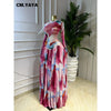 Women Print O-neck Long Sleeve Pleated Long Maxi Dress Spring Evening Party Birthday Vacation Dresses Vestidos