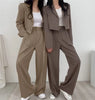 Suit Coat 2 Piece Set Women Blazer Jacket Straight Pants Ensemble Single Breasted Turn Down Collar Trousers Office Lady Outfits