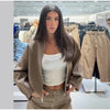 Women Solid Cropped Zip‑Up Knit Jacket Stand Collar Zipper Long Sleeve Loose Short Sweater Autumn Casual Commute Outerwear