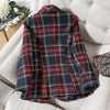 Thick Winter Blazer Women Ladies Red Blue Plaid Coat Female Slim Casual Single Breasted Jacket