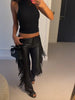 Y2k High Waist Fringe Faux Leather Flared Pants Women Side Tassel Design Slim Bootcut Leather Trouser Party Club Street Bottoms