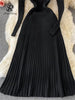 Women Pleated Knitted Dress Turtleneck Long Sleeve Elastic Slim Pencil Dress Autumn Winter Sexy Bodycon Sweater Dress