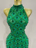 Stock Sparkly Diamonds Sequins Mesh Sheer Long Dress Women Celebrate Evening Birthday Party Sexy Nightclub Stage Costume