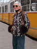 Leopard Patchwork Faux Fur Cuff Coats Women Round Neck Long Sleeve Single Breasted Slim Jacket Chic Ladies Outerwears
