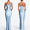 Elegant Satin Corset Long Dresses Women's One Shoulder Maxi Dress Evening Party Wedding Guest Blue Pink Prom Graduation Brown