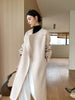Dual Purpose Collar Wool Coat Horn Button Women 100% Wool Overcoat Double-Layers Autumn Winter Long Jacket Thick Trench Coat #23