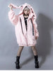 Winter Sweet Kawaii Soft Warm Purple Faux Fur Coat Women Bunny Ears Designer Clothes Fluffy Jacket Hoodie