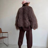 Brown Fluffy Faux Fur Jacket Women Lapel Long Sleeve Loose Warm Coat Winter Lady High Street Outerwear