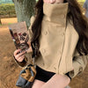 Women's Autumn Winter Jacket Double Breasted Stand Collar Solid Trench Coat Chic Korean Retro Clothes Lady Casual Coats