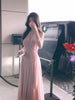 Elegant Wedding Evening Party Midi Dresses for Women 2024 Summer New Spliced Mesh French Sexy Sleeveless Pink Female Clothing