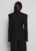 Women Sexy Black Blazer Deep V-Neck High Collar Flared Sleeve Mob Wife Party Slim Fit Suit Jacket