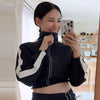 Woolen Dark Blue Jacket Women Autumn Single Breasted Stand Collar Loose Female Coat Office Lady Street Short Outwear Tops