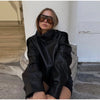 Stand Collar Leather Bomber Jacket For Women Spring Autumn Pockets Motorcycle Jacket Street Y2K Lady Bike Outerwear