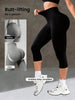 Womens 7 8 Length High Waist Compression Capri Leggings Tummy Control Hip Lifting Design For Yoga Fitness Running Cycling