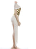 Patchwork Corset Irregular Dress Women Zip Tassel Mesh Ribbon One-Shoulder Birthday Stretch Clubwear Mini Bodycon