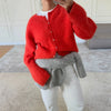 Lazy Style Wool Cardigan Women's Spring and Autumn Loose Round Neck Knitted Short Jacket Soft Long Sleeved Sweater