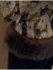 Women Vintage Floral Jacquard Short Jacket Faux‑fur Trim V‑neck Long Sleeve Coat Autumn Winter Lady Daily Outfits