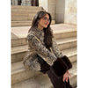 Dalmatian Faux Fur Jackets Women Lapel Collar Single Breasted Slim Fit Long Sleeves Coats Lady Autumn Street Outwear