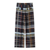 European and American Style Women's Casual Plaid Pocket Shirt High Waist Loose Long Pants Two Pieces Sets