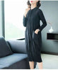 Pleated Clothing For Women Long Sleeve Stand Collar Doulble Pockets Loose Dress Vestido YF576