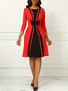 Elegant Square-Neck Bodycon Dress with Chic Patchwork & Bow - Durable, All-Season Wear for the Modern Woman
