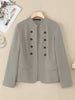 Autumn Casual Lightweight Jackets Women Mandarin Collar Long Sleeve Open-Front Outerwear Commuting Solid Cardigan Coats