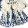 Autumn Women's V-neck Long Sleeved Bohemian Printed Dress Retro Lantern Sleeve Chinese Style Blue White Porcelain Dress