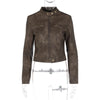 Retro Solid Lace Up Leather Short Jackets Women Chic Lapel V-neck Waist Cinching Cropped Jackets Lady Daily High Street Outwear