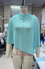 Women Sheer See-through Ponchos Asymmetrical Triangle Hem Blouse Lightweight Solid Color Mock Neck Loose Fit Cape Cover-up Tops
