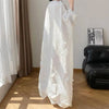 Women's Pleated Dress Elastic Loose Three Quarter Sleeve Stand Collar Dresses With Irregular Pleats2DB8596