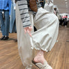Cute Ruffled Hem Bloomers Pants Woman Japanese Lazy Style Loose Breathable Wide Leg Pants Autumn Y2K Women's Bottoms