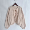 Bow Tie Front Cardigan for Women Long Sleeve Knitted Jacket Sweater Autumn Winter Knitwear Teen-girl Y2K Cute Outfit