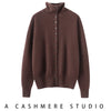 Autumn Women's Cardigan 100% Cashmere Knitted Sweater Chic Tops Female Causal Turtleneck Collar Loose Size Jacket Coat