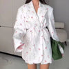 Women Blazer Lace-up Blazer for Women Printed Lapels Ladies Blazer Top Elegance Chic Women Coat