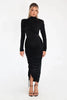 Long Sleeve Ruched Sexy Maxi Dress For Women Autumn Winter Drawstring Turtleneck Bodycon Sexy Long Dress Elegant