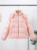 Chic Glossy Zipper Hooded Coat Women's Warm Elastic Waist Pleated Cropped Puffer Jacket Winter Lady High Street Outwear