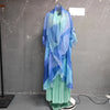 Gradient Print Women's Pleated Two Pieces Set Irregular Cape Overlay Maxi Dress And Wide Leg Pants 2DB7705