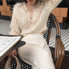 French Style Mohair Cardigan Sweater Women Autumn Sexy Hollow Out Short Knitted Coats Mujer Y2K Chic Design Streetwear Tops