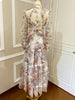 Hit Color Print Dresses For Women Round Neck Lantern Sleeve High Waist Folds Elegant Dress Female Clothing