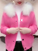 Autumn And Winter Warm Solid Color Thick Hooded Imitation Mink Fur Coat With Rhinestone And Fur Collar Women's Top Cardigan