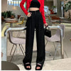Elegant Wide Leg Pants Women Korean Style High Waist Black Baggy Pants Office Ladies Loose Suit Trousers Streetwear
