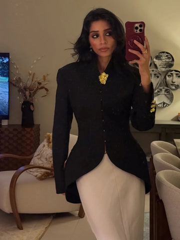 Elegant Women's Jacket V-neck Single Breasted Slim Wasit Female Solid Jackets Early Spring Chic Lady Blazers