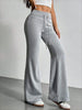 Womens Solid Color High Waist Wide Leg Pants Made of Polyester with Drawstring Closure for Casual Vacation Holiday and Fitness