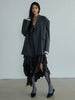 Women Gray Striped Shaped Big Size Elegant Blazer Lapel Long Sleeve Jacket Tide Spring Autumn 1DH7077