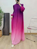 Prom Dress For Women Gradient Long Sleeves Maxi Pleated Print Dresses Spring Female Clothing 2DA3612