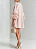 High‑quality Women Loose Short Tunic Dress 3D Stereo Big Flower Cuff Lantern Long Sleeve Button Front Dress Casual Daily Wear