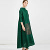 Pleated Long Sleeved Turtleneck Solid Painted Dress Women Designer Elegant Loose Plus Size Clothing